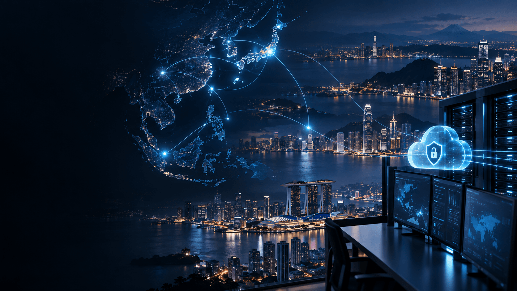 Secure cloud and software delivery visual for Okinawa IT support