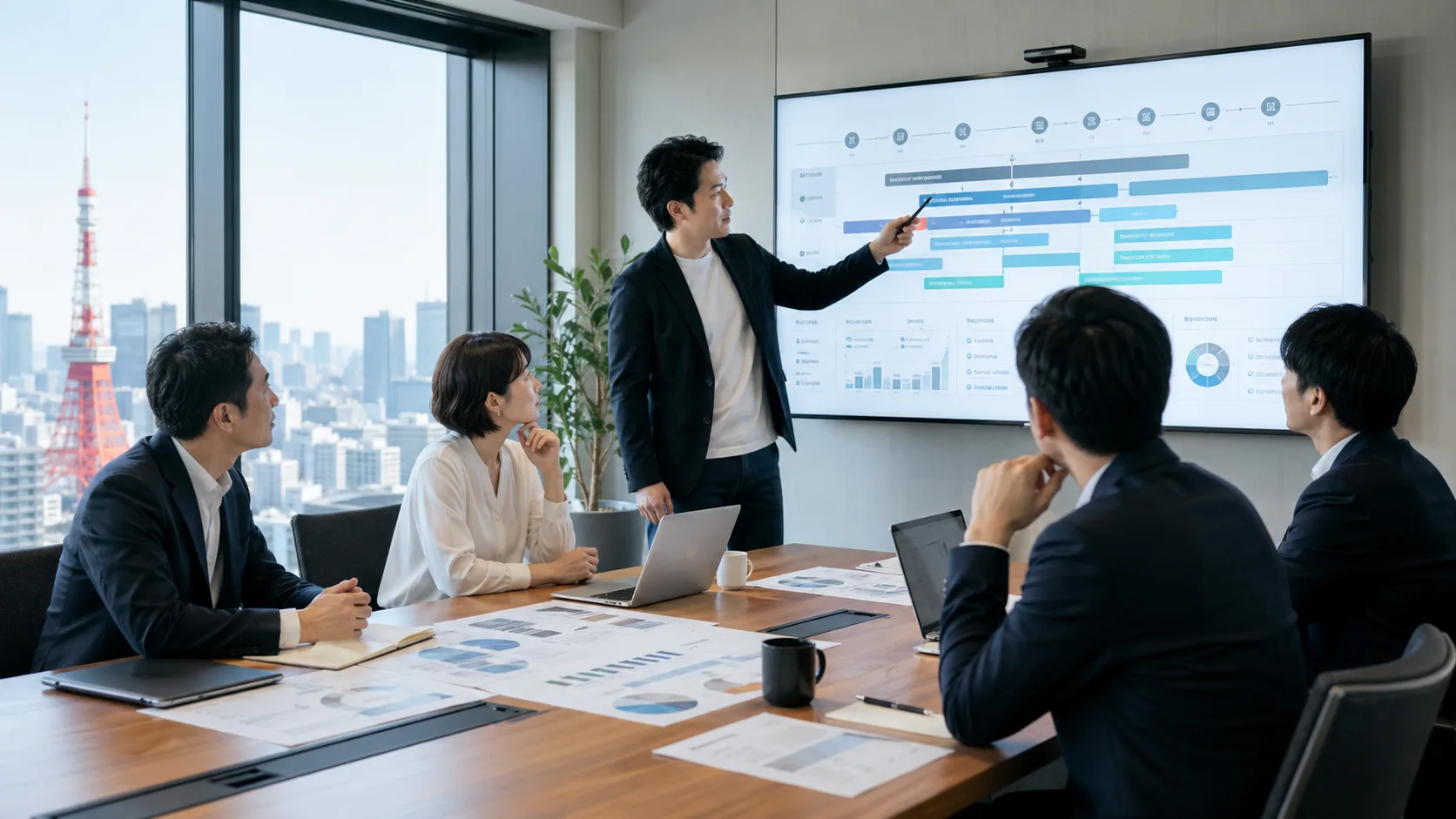 IT consulting meeting reviewing a technology roadmap