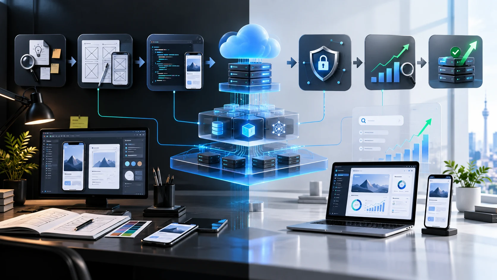 Modern cloud, design, security, SEO, and scalable development stack for web and app projects