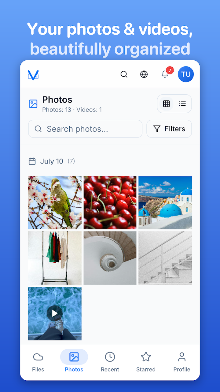 VirtualDrive Android photo and video gallery